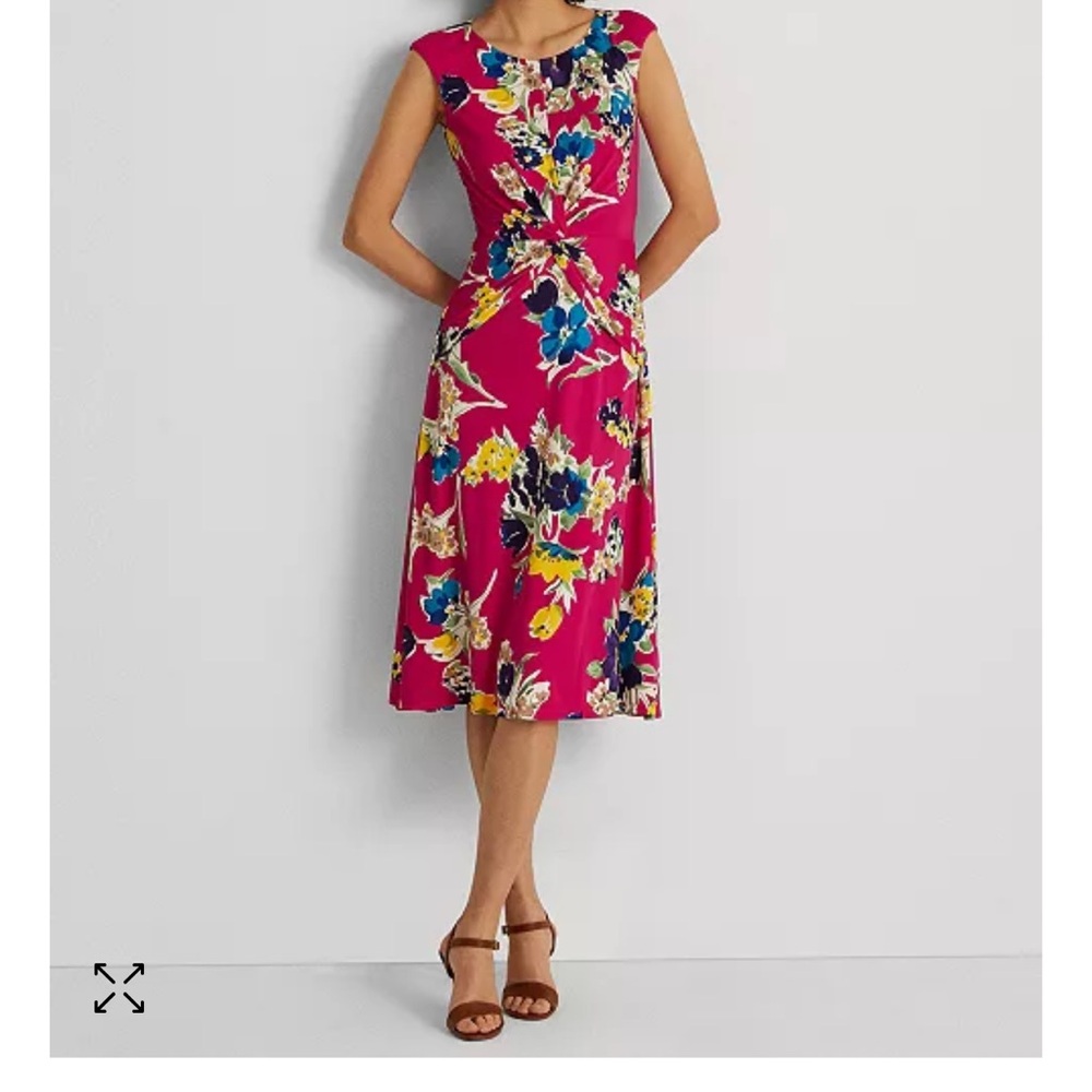 Ralph Lauren Dress Size 14W Pink Floral Sleeveless Midiβ Sundress π©·π - Picture 9 of 9